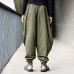 Alangbudu Men's Cotton Linen Plus Size Stretchy Waist Casual Ankle Length Pants Green B07PQMTYYQ